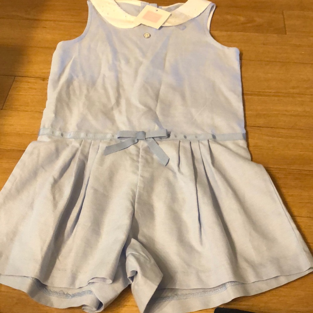 NWT Janie & Jack one piece blue Oxford outfit sz6
